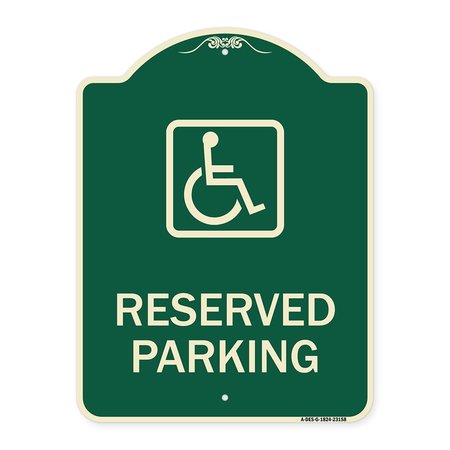 SIGNMISSION Reserved Parking HandicappedBlue Heavy-Gauge Aluminum Architectural Sign, 24" x 18", G-1824-23158 A-DES-G-1824-23158